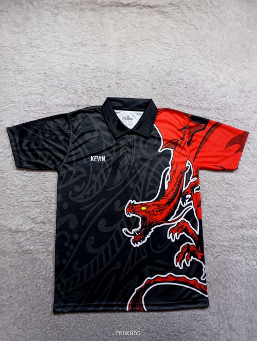 Jersey Polo Naga Merah Hitam: Kevin - Jersey Custom PROKAOS