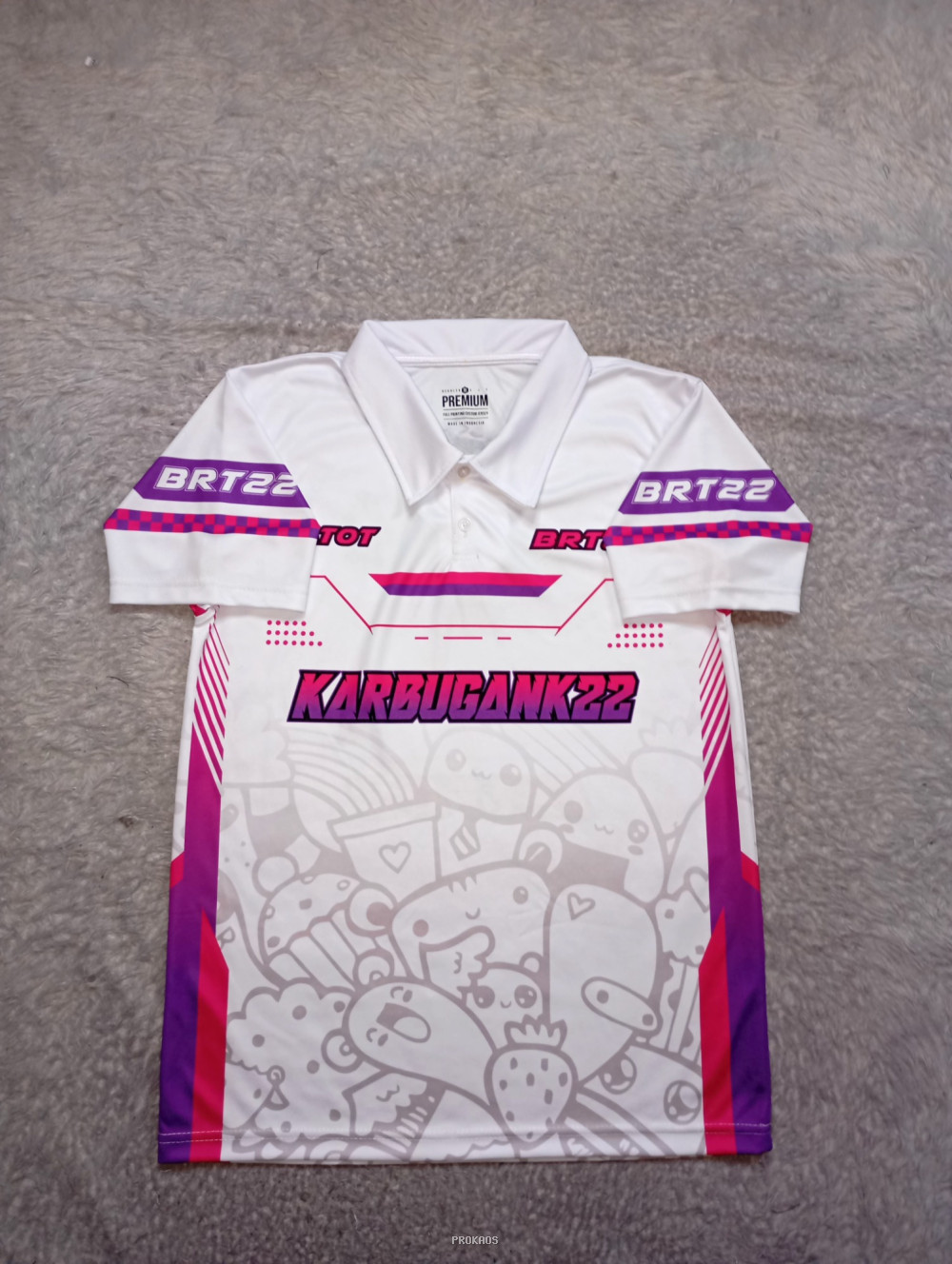 Jersey Polo Putih 'Karbugank22' dengan Desain Doodle - Jersey Custom PROKAOS