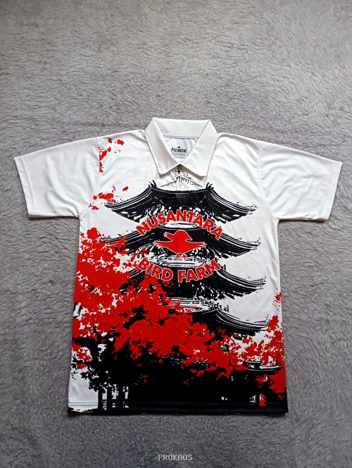 Jersey Polo Putih 'Nusantara Bird Farm' Bergaya Jepang - Jersey Custom PROKAOS