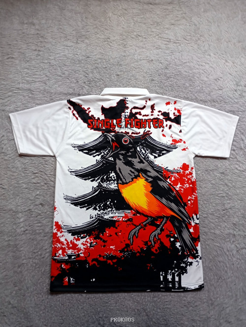 Jersey Polo Putih 'Nusantara Bird Farm' Bergaya Jepang - Gambar 2