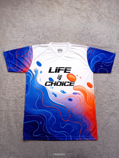 Jersey Putih dengan Desain 'Life is Choice' Bernuansa Abstract - Jersey Custom PROKAOS