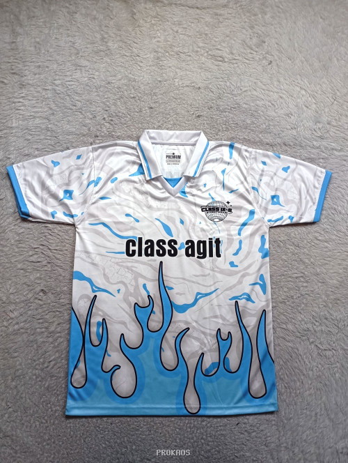 Jersey Putih Desain Api & Logo Class IX-B - Jersey Custom PROKAOS
