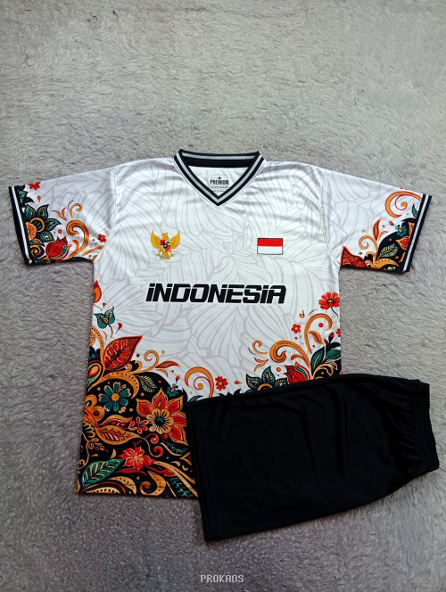 Jersey Putih Indonesia: Motif Batik dan Garuda - Jersey Custom PROKAOS