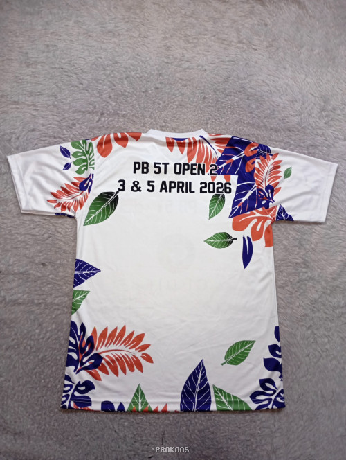 Jersey Putih Motif Daun, Logo GUDIE, PB ST, Garuda & Bendera - Gambar 2