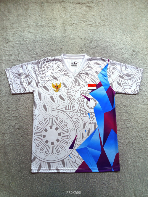 Jersey Putih Motif Mandala dan Grafis Warna Indonesia - Jersey Custom PROKAOS