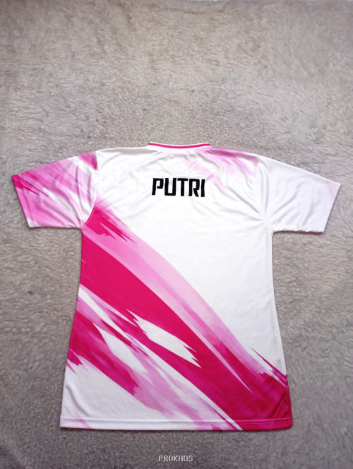 Jersey Putih-Pink Gardenia 3: Desain Garis Abstrak - Gambar 2