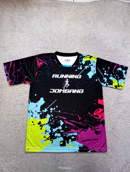 Jersey Running Jombang: Desain Splash Warna-Warni - Jersey Custom PROKAOS