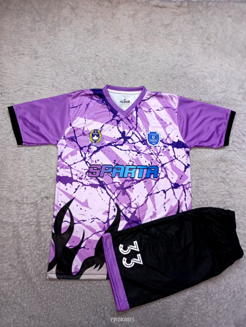Jersey Sepak Bola Sparta Ungu dengan Detail Desain Abstrak - Jersey Custom PROKAOS