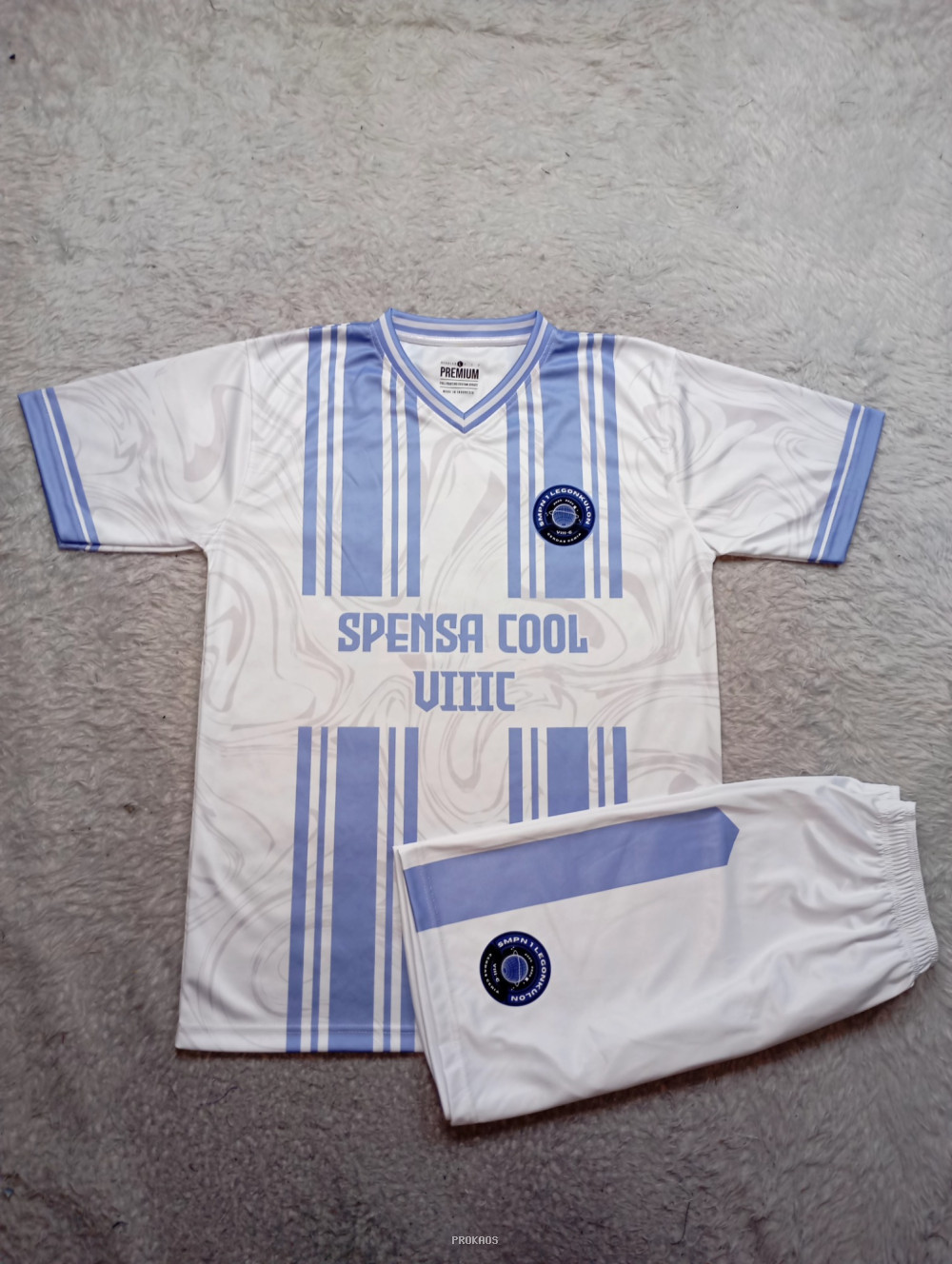 Jersey SMPN 1 Legok dengan Motif Gelombang & Garis Biru - Jersey Custom PROKAOS