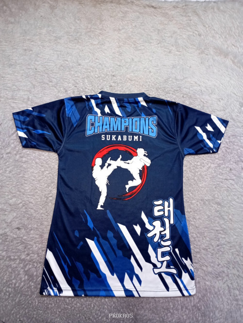 Jersey Taekwondo Biru Dongker dengan Desain Abstrak - Gambar 2