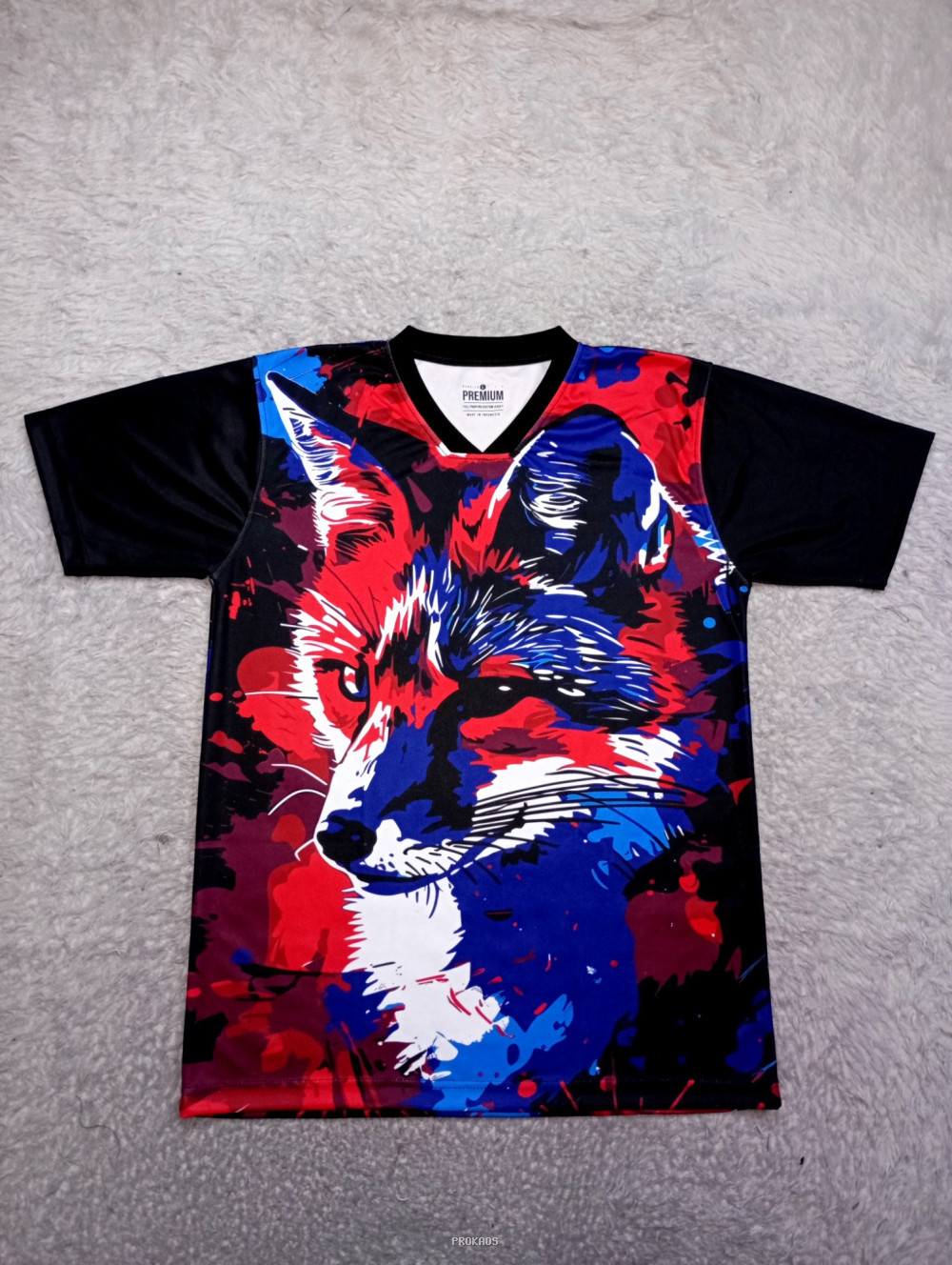 Jersey Tema Rubah Abstrak: Merah, Biru, Hitam - Jersey Custom PROKAOS