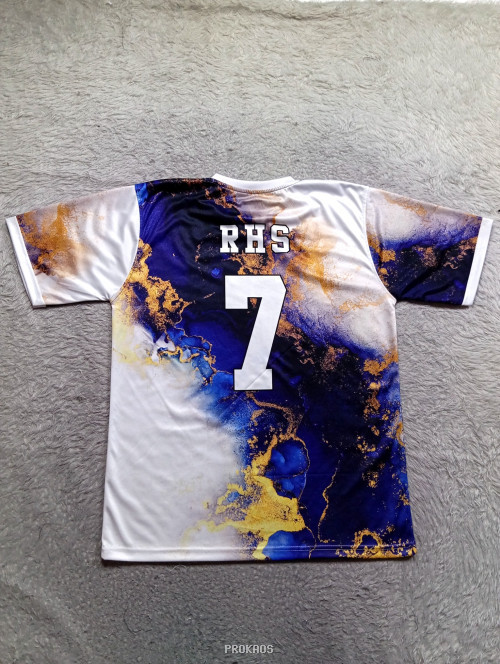 Jersey V-Neck Motif Abstrak dengan Logo dan Bendera Merah Putih - Gambar 2