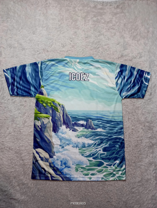 Jersey V-neck: Pemandangan Laut dengan Bendera Merah Putih - Gambar 2