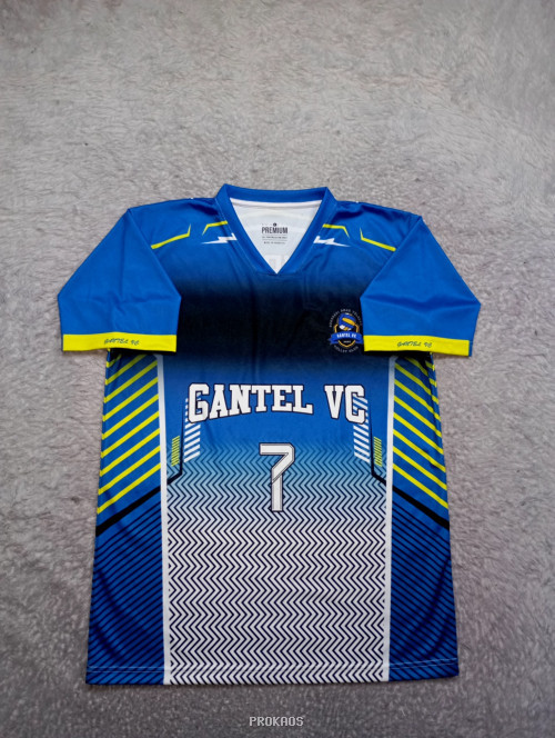 Jersey Voli GANTEL VC Biru: Desain Dinamis & Nomor 7 - Jersey Custom PROKAOS