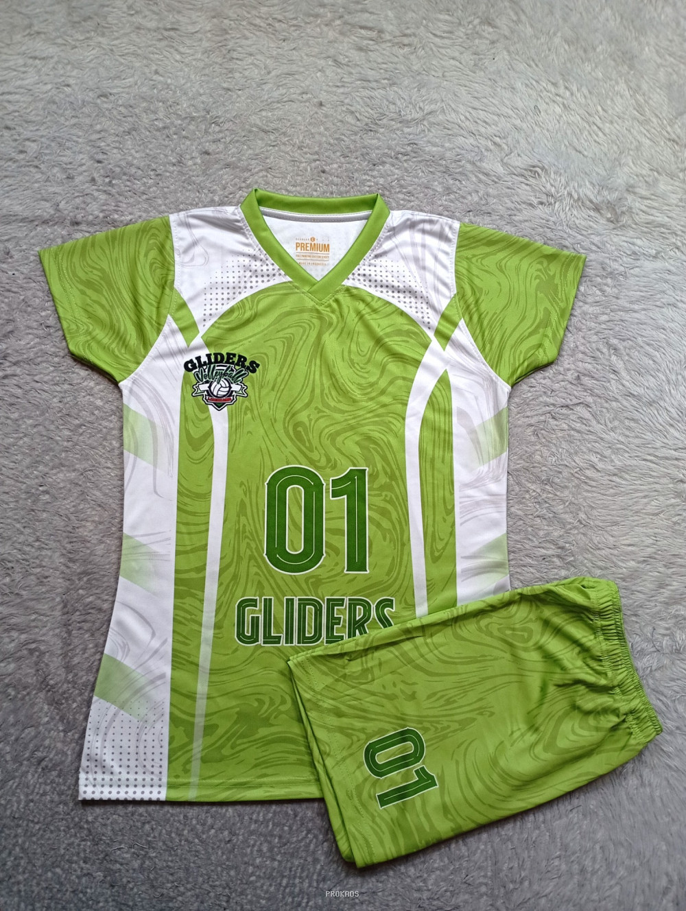 Jersey Voli 'Gliders': Hijau Cerah dengan Motif Unik - Jersey Custom PROKAOS