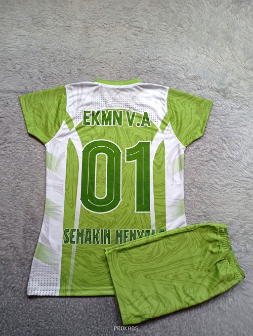 Jersey Voli 'Gliders': Hijau Cerah dengan Motif Unik - Gambar 2