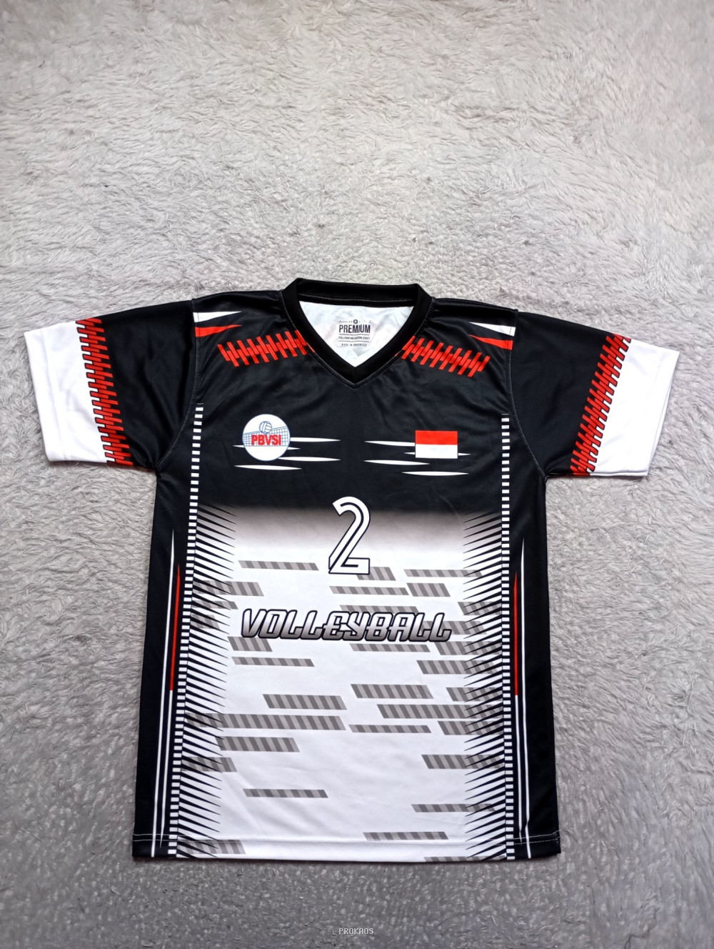 Jersey Voli Hitam Merah, Desain Sporty dengan Nomor 2 - Jersey Custom PROKAOS