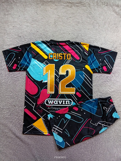 Jersey Voli 'Kangkuro Club' Hitam dengan Desain Abstrak - Gambar 2