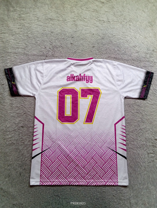 Jersey Voli Putih dengan Desain Garis Geometris dan Logo - Gambar 2