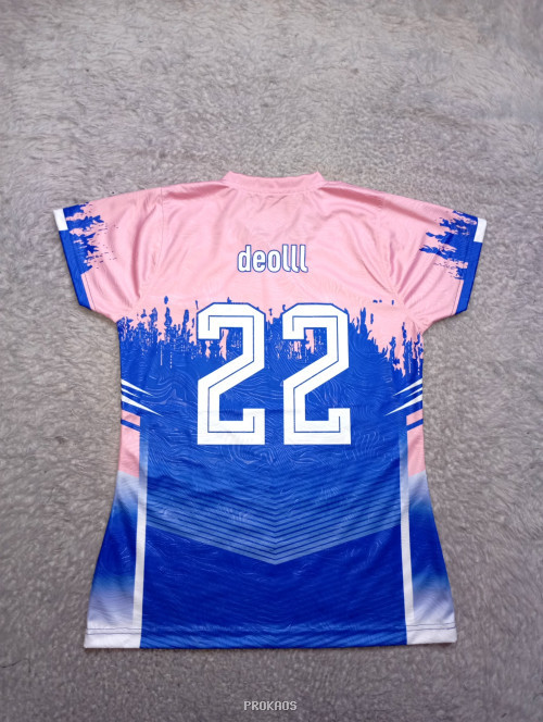 Jersey Voli 'SPENMAPAN' Merangin: Kombinasi Pink & Biru - Gambar 2