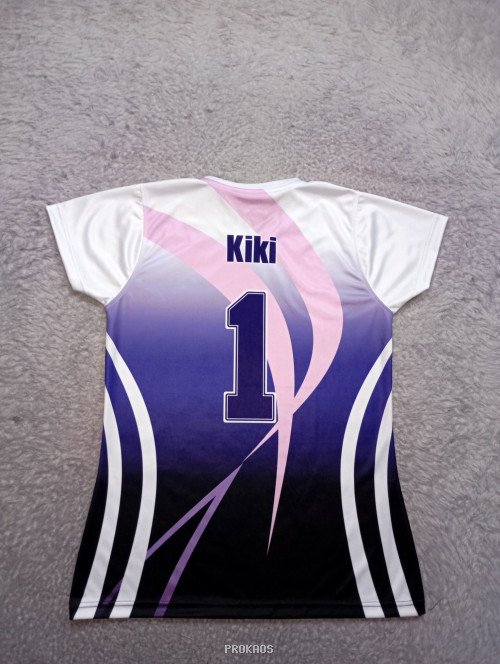 Jersey Voli Ungu-Putih dengan Nomor 1 dan Desain Gradasi - Gambar 2