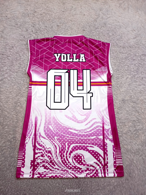 Jersey Voli Ungu-Putih, Desain Modern dengan Nomor 04 - Gambar 2