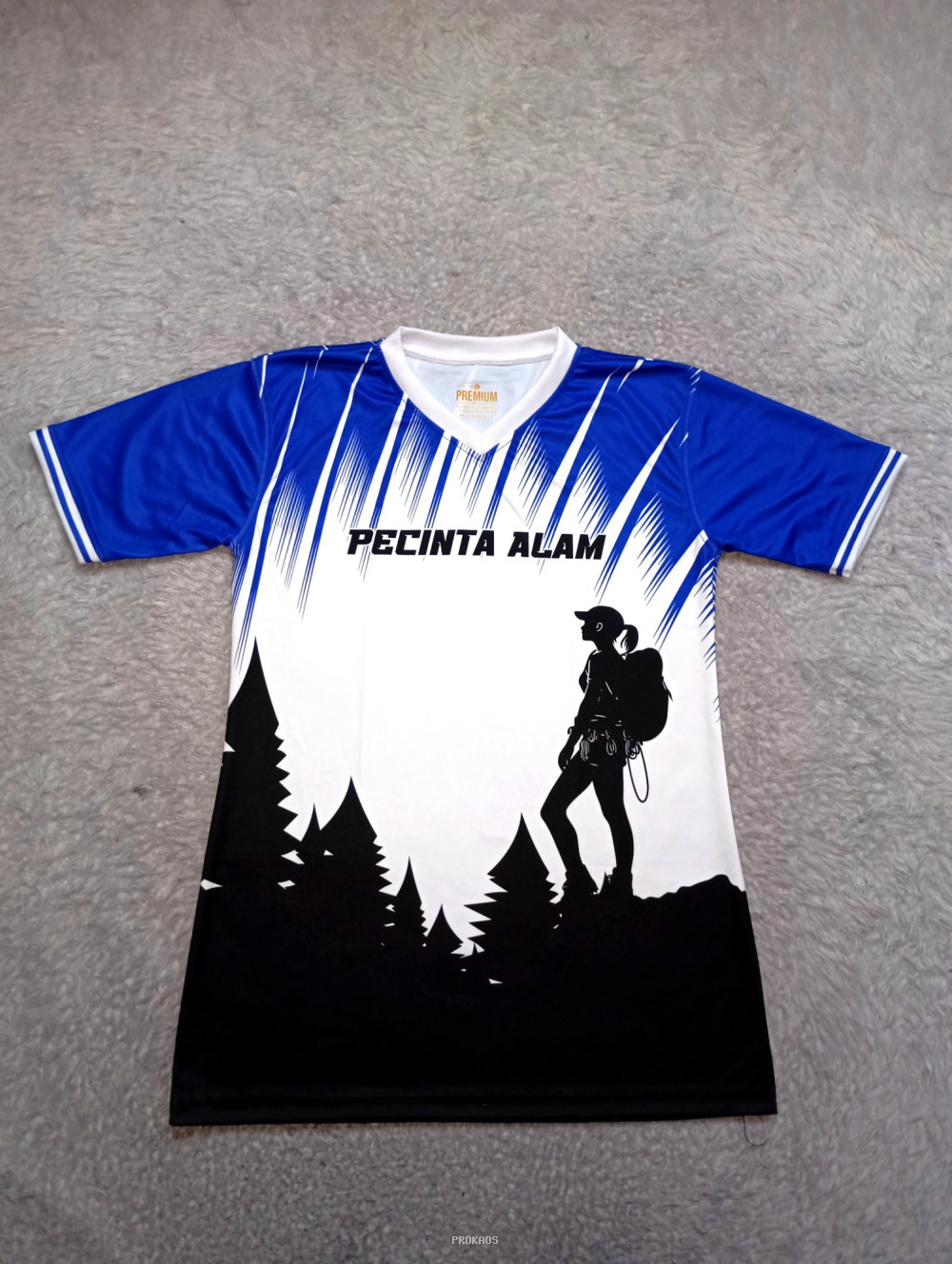 Jersey Pecinta Alam: Desain Pendaki dengan Warna Biru & Putih - Jersey Custom PROKAOS