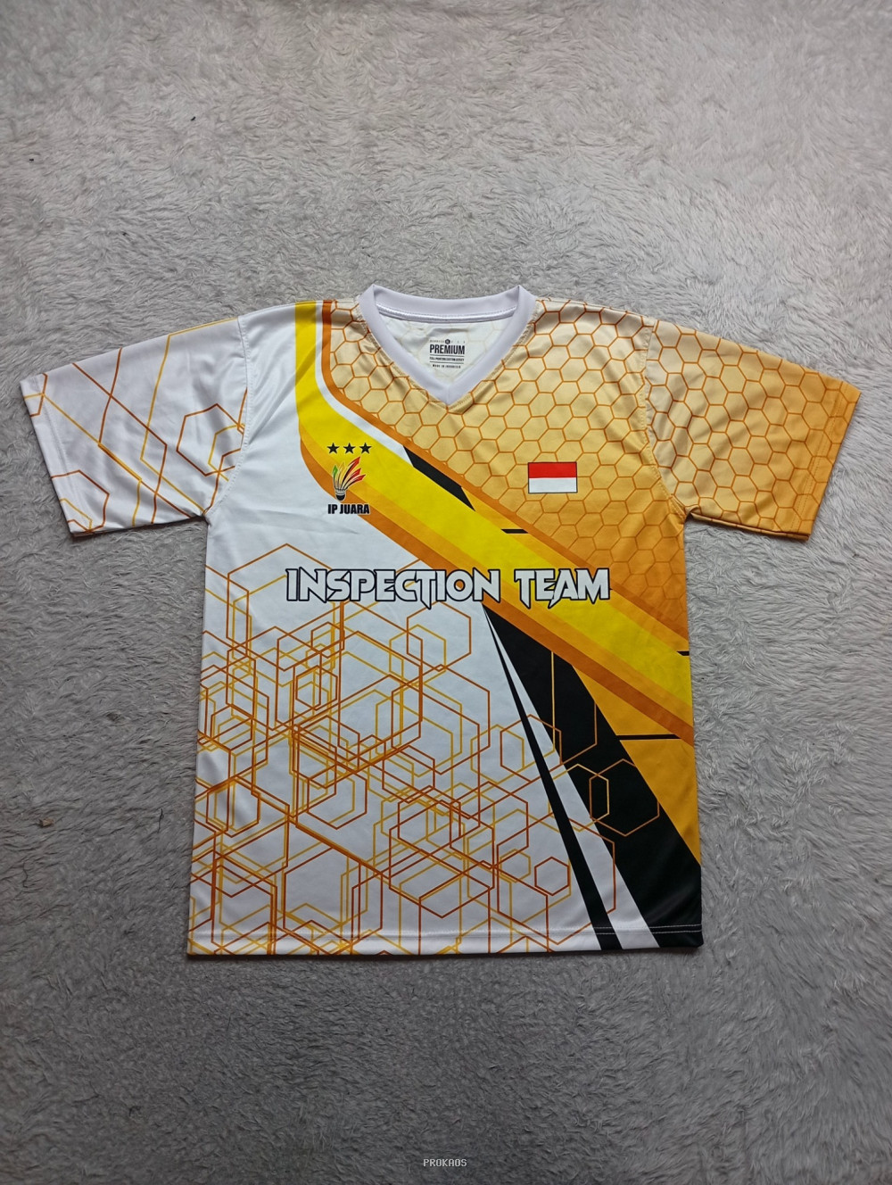 Jersey Badminton 'Inspection Team' dengan Desain Geometris - Jersey Custom PROKAOS