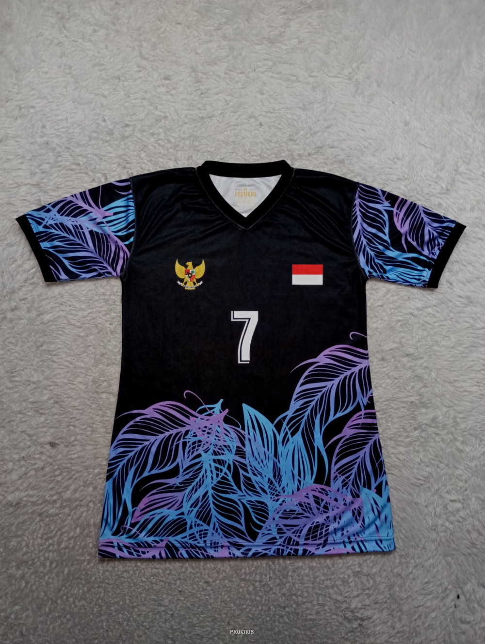 Jersey Bola Hitam Indonesia: Desain Bulu, No. 7 - Jersey Custom PROKAOS
