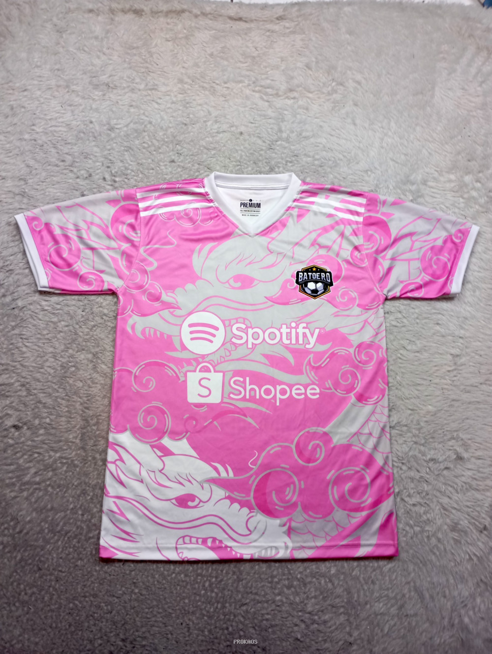 Jersey Bola Pink Motif Naga: Spotify & Shopee - Jersey Custom PROKAOS