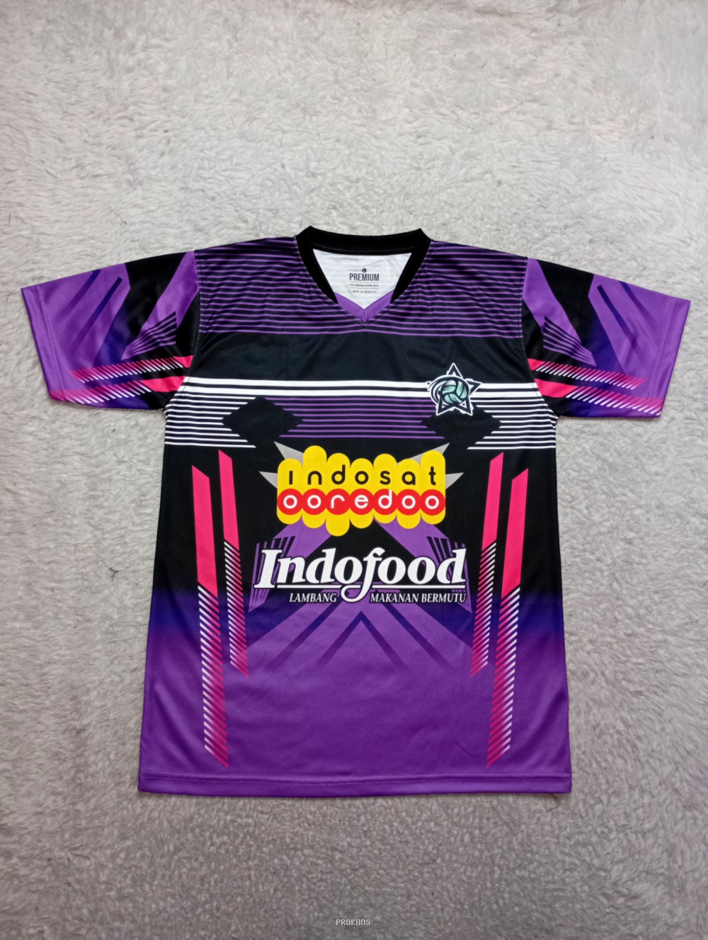 Jersey Bola Ungu-Hitam Indosat Ooredoo & Indofood - Jersey Custom PROKAOS