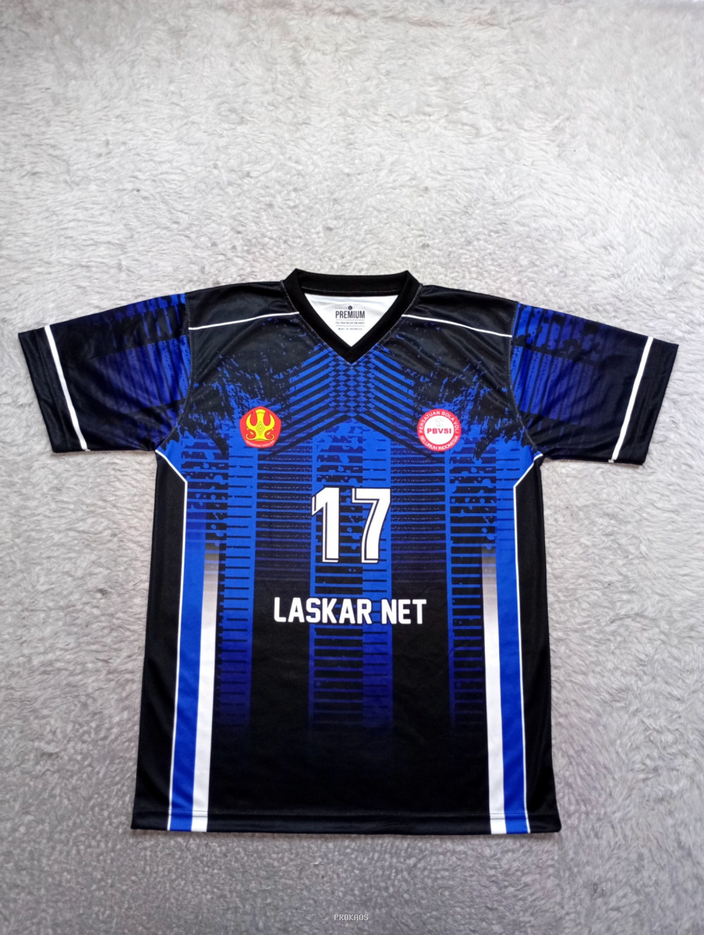 Jersey Bola Voli Laskar Net : Hitam, Biru - Jersey Custom PROKAOS
