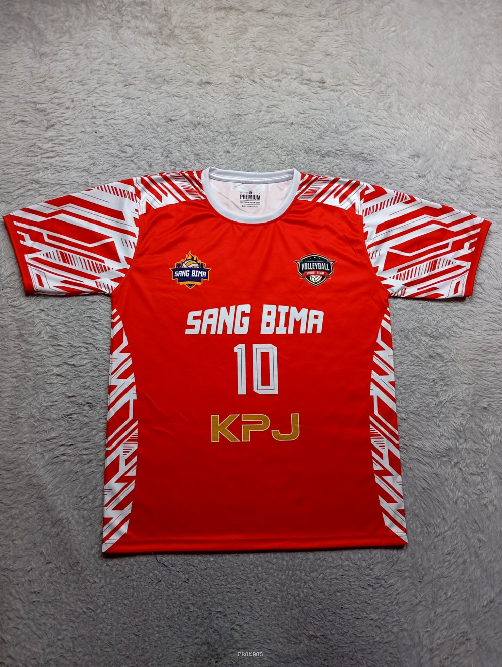Jersey Bola Voli Merah Sang Bima #10 KPJ - Jersey Custom PROKAOS