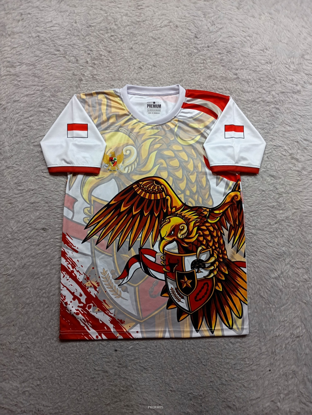 Jersey Garuda: Merah Putih, Motif Burung, Premium - Jersey Custom PROKAOS