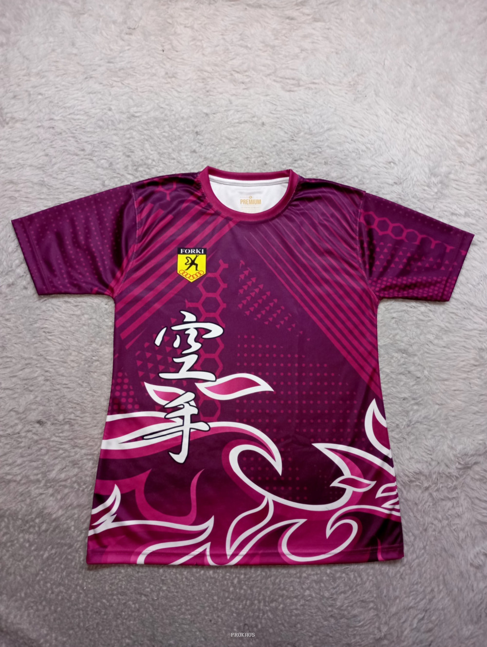 Jersey Karate Ungu dengan Desain Dinamis dan Logo FORKI - Jersey Custom PROKAOS