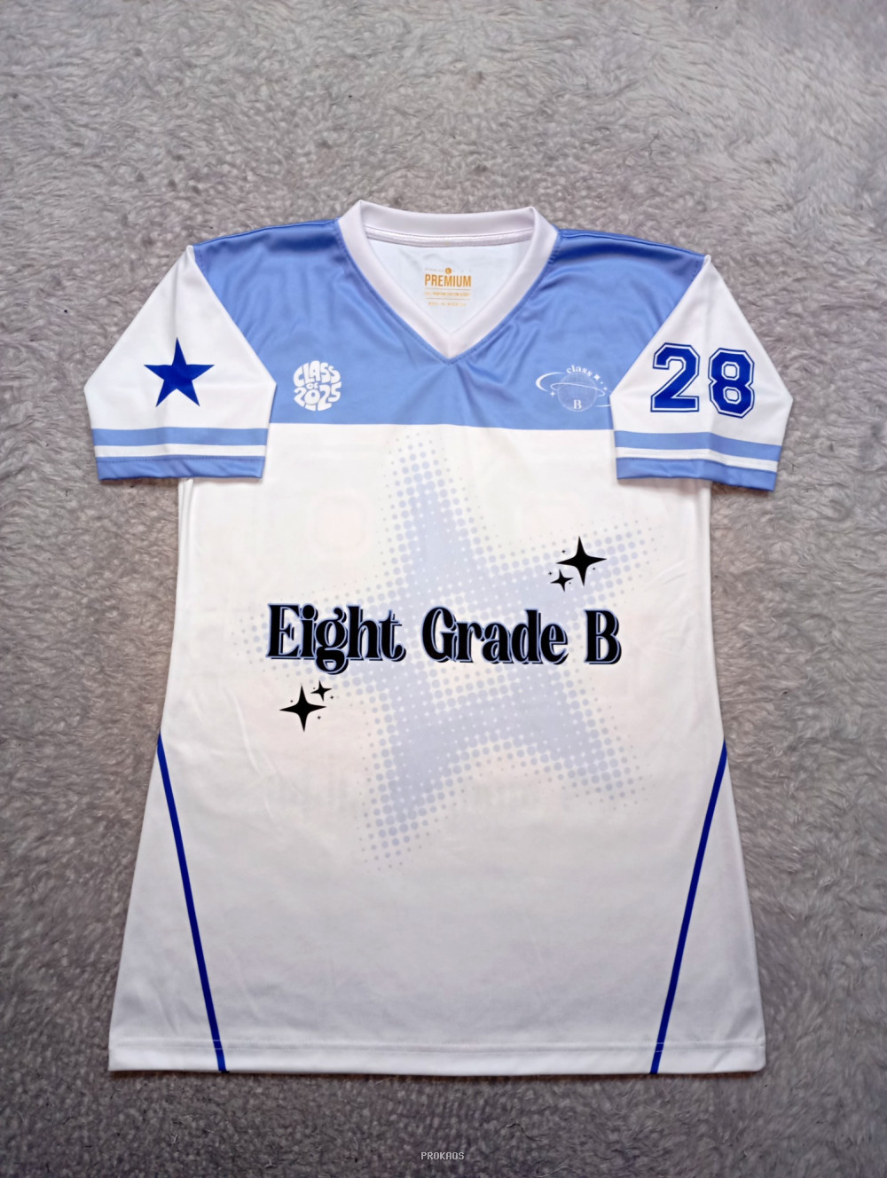 Jersey Kelas Eight Grade B : Putih, Biru Muda - Jersey Custom PROKAOS