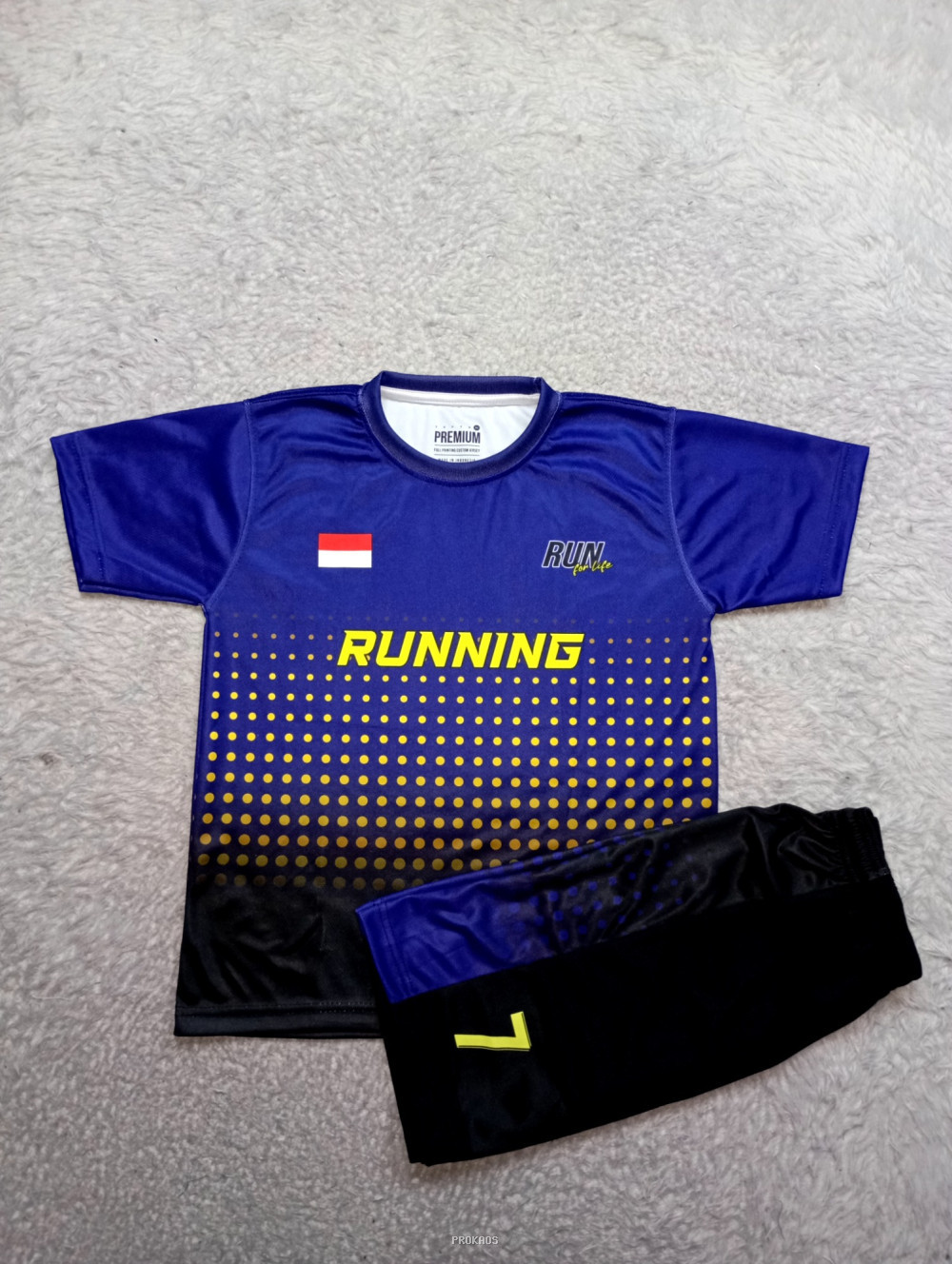 Jersey Lari Running : Biru, Kuning, Hitam - Jersey Custom PROKAOS