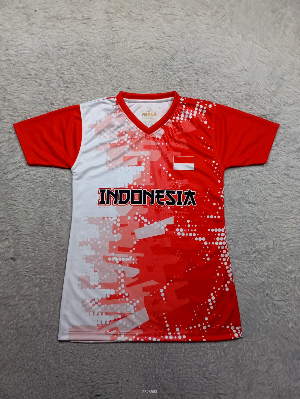 Jersey Merah Putih Indonesia dengan Desain Geometris - Jersey Custom PROKAOS