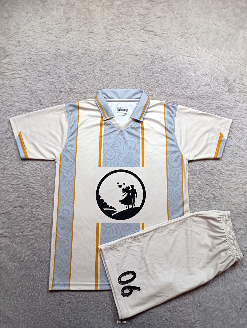 Jersey Sepak Bola : Putih, Biru Muda - Jersey Custom PROKAOS