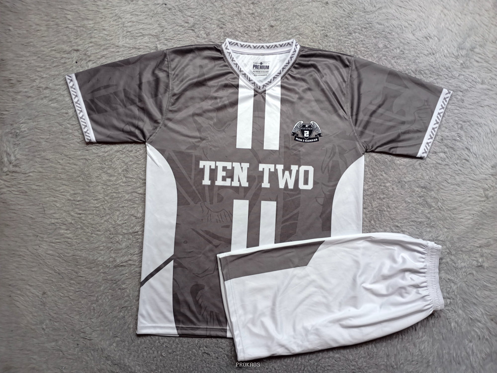 Jersey Sepak Bola TEN TWO : Abu-abu, Putih - Jersey Custom PROKAOS