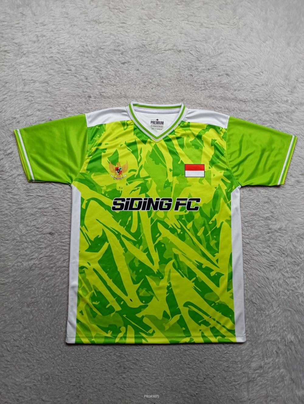 Jersey Siding FC: Hijau-Putih dengan Motif Abstrak dan Lambang - Jersey Custom PROKAOS
