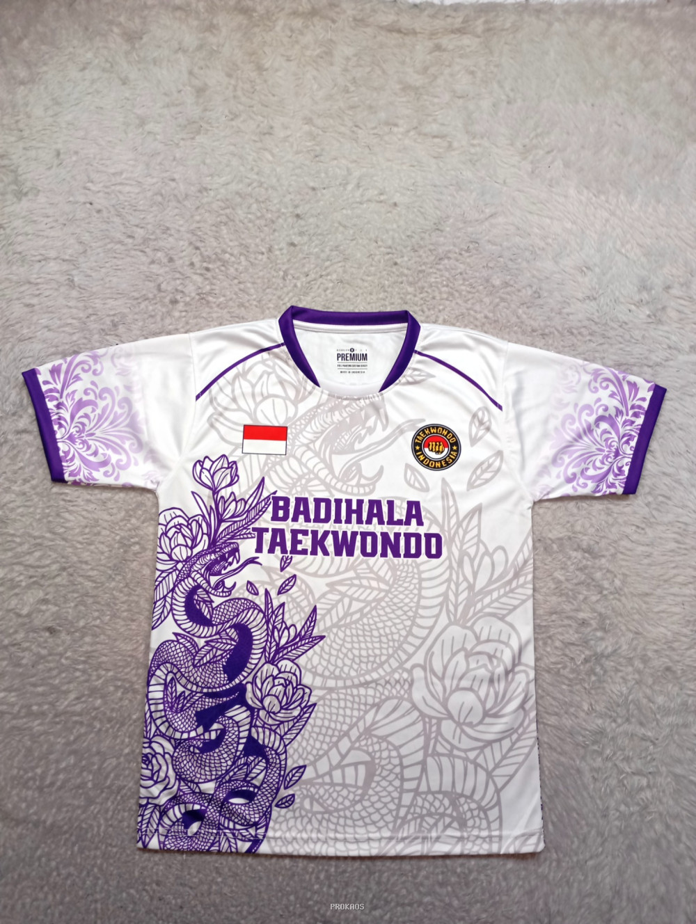Jersey Taekwondo Badihala : Putih, Abu, Ungu - Jersey Custom PROKAOS
