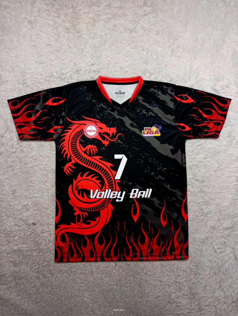 Jersey Voli Hitam Merah: Naga, Api, dan Pro Liga - Jersey Custom PROKAOS
