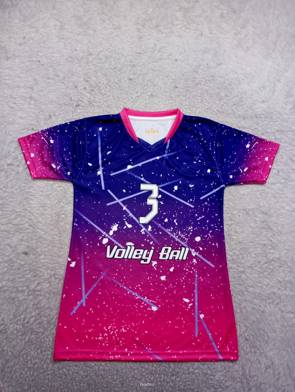 Jersey Voli Ungu-Pink, Nomor 3, Desain Abstrak - Jersey Custom PROKAOS