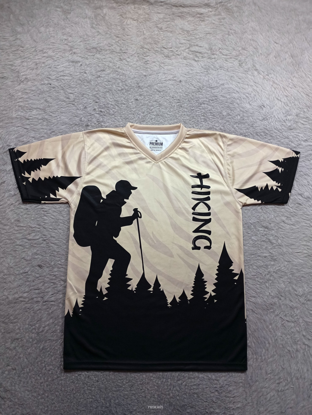 Jersey Hiking Pendaki : Krem, Hitam - Jersey Custom PROKAOS