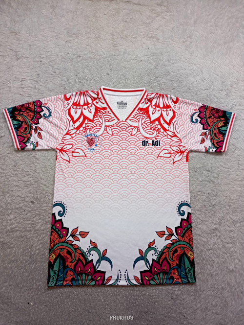 Jersey Anestesi Team: Desain Floral Merah Putih - Jersey Custom PROKAOS