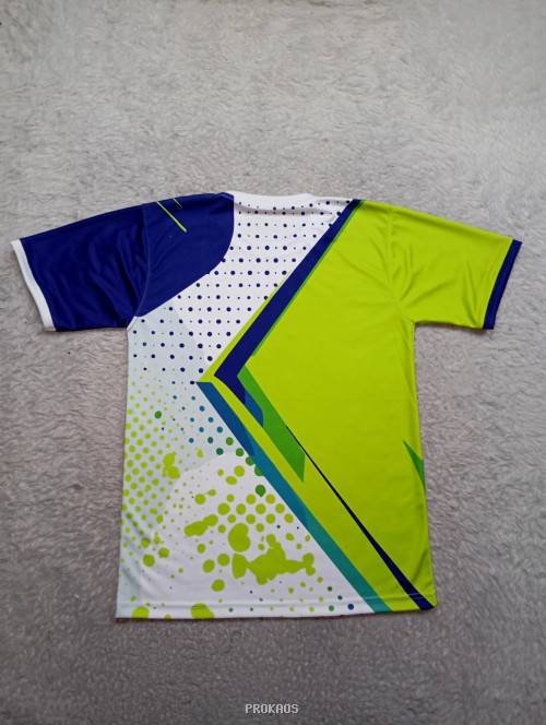 Jersey Badminton: Kombinasi Hijau Neon & Biru Gelap - Gambar 2