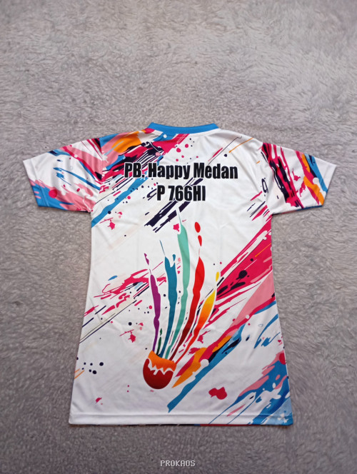 Jersey Badminton Motif Abstrak Warna-warni & Bendera Merah Putih - Gambar 2