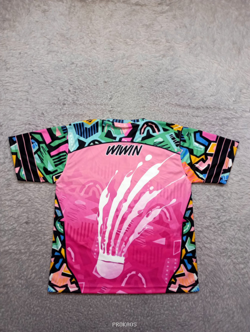 Jersey Badminton 'PB Queen' Pink dengan Desain Abstrak - Gambar 2