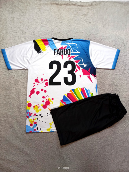 Jersey Badminton 'Tebuireng' Putih dengan Desain Warna-warni - Gambar 2